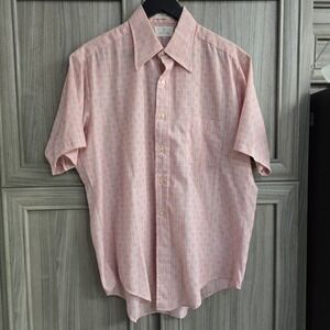 Donegal Mens Button Down SS Shirt XL Pink Small 16/16.5 Plaid Design
